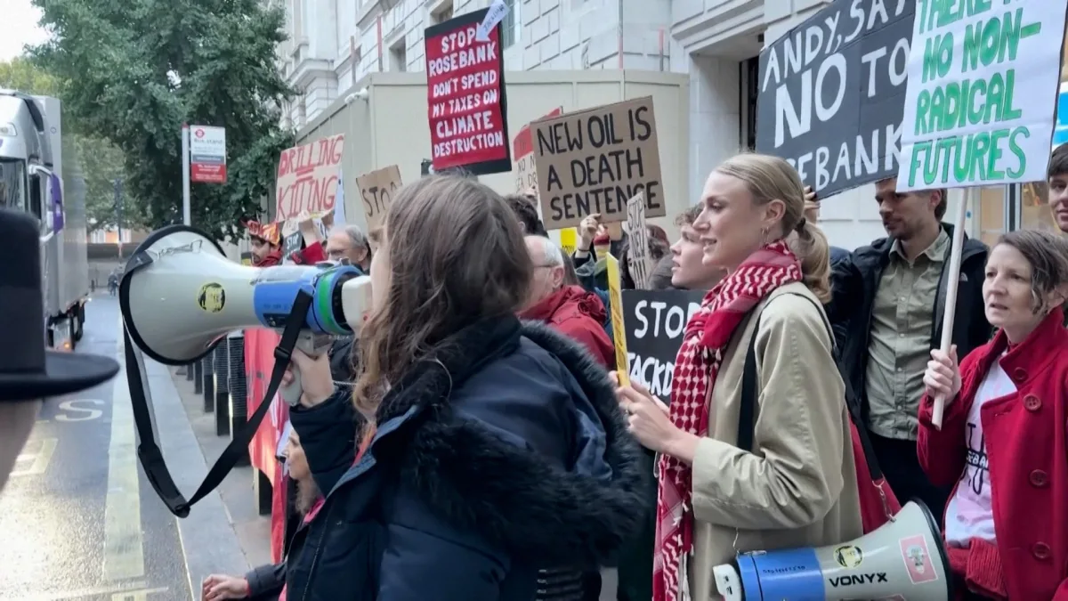 Image accompanying reporting about Protests as UK approves new gas drilling in North Sea