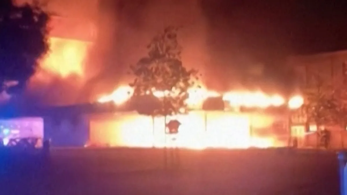 Image accompanying reporting about French high school engulfed in flames as student protests continue